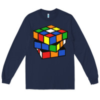 Navy rubik cube Long Sleeve Tee - linhVisuals