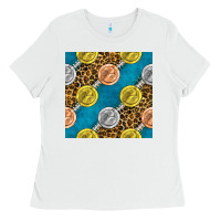 White american football medal with leopard Ladies Tee - BundleAndBundleShop