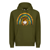 Army Green western bee gnomes sunflowers beehive honeycomb leopard turquoise sera Premium Hoodie - Artiststas