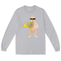 Moon Dust funny sloth wearing sunglasses playing french horn Long Sleeve Tee - linhVisuals