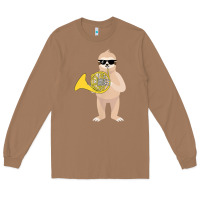 Toasted Coconut funny sloth wearing sunglasses playing french horn Long Sleeve Tee - linhVisuals