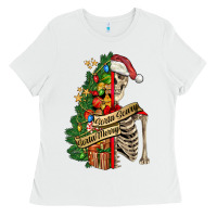 White sorta merry sorta scary skeleton Ladies Tee - FaDigitalArtStudio