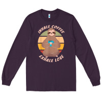 Plum inhale coffee exhale love sloth namaste yoga lover Long Sleeve Tee - linhVisuals
