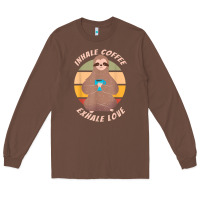 Chestnut inhale coffee exhale love sloth namaste yoga lover Long Sleeve Tee - linhVisuals