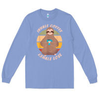 Colony Blue inhale coffee exhale love sloth namaste yoga lover Long Sleeve Tee - linhVisuals