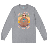 Heather Grey inhale coffee exhale love sloth namaste yoga lover Long Sleeve Tee - linhVisuals