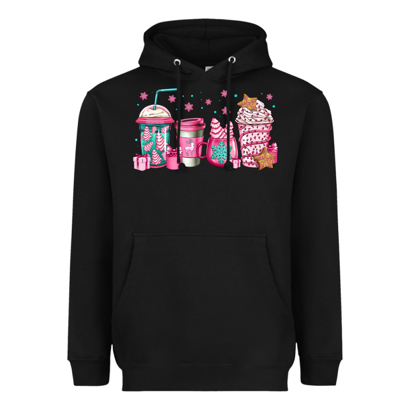 Pink Christmas Coffee Heavyweight Hoodie by Jasminsmagicworld | Teevron