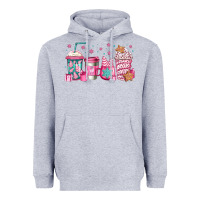 Heather Grey pink Christmas coffee Heavyweight Hoodie - Jasminsmagicworld