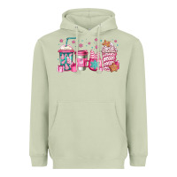 Matcha pink Christmas coffee Heavyweight Hoodie - Jasminsmagicworld