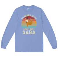 Colony Blue mens my favorite people call me saba cute sloth lover grandpa premium Long Sleeve Tee - linhVisuals