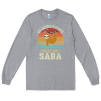 Heather Grey mens my favorite people call me saba cute sloth lover grandpa premium Long Sleeve Tee - linhVisuals
