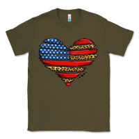 Army Green american leopard brushstroke heart Classic Tee - Jasminsmagicworld