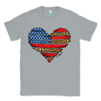 Heather Grey american leopard brushstroke heart Classic Tee - Jasminsmagicworld