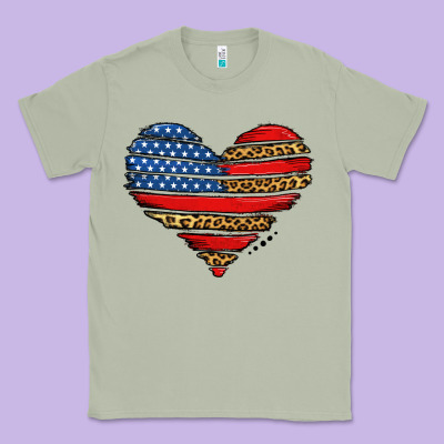 American Leopard Brushstroke Heart Classic Tee Designed By Jasminsmagicworld
