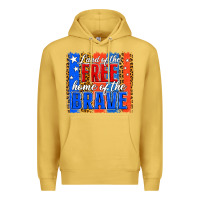 Antique Gold land of the free th of july brushstroke Premium Hoodie - Jasminsmagicworld