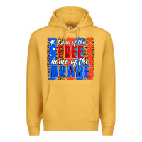 Mustard land of the free th of july brushstroke Premium Hoodie - Jasminsmagicworld