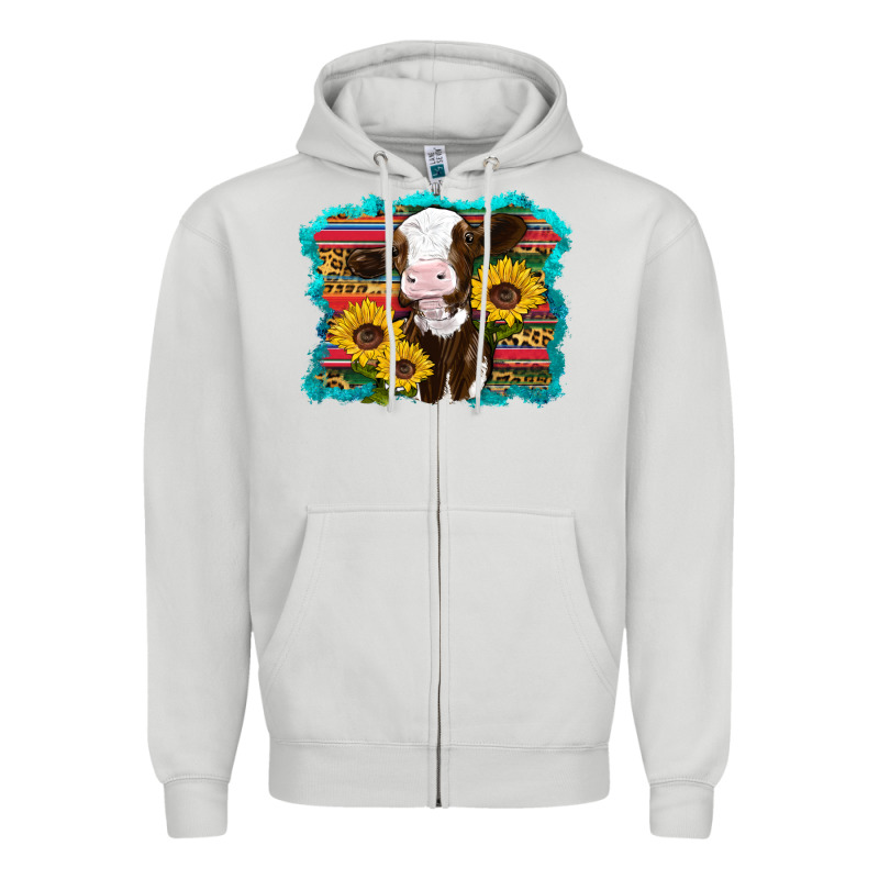 Western Cow Sunflowers Serape Leopard Zipper Hoodie by RanaPortraitStore | Teevron