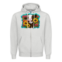 Dove Grey western cow sunflowers serape leopard Zipper Hoodie - RanaPortraitStore