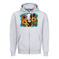 Heather Grey western cow sunflowers serape leopard Zipper Hoodie - RanaPortraitStore