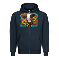 Navy western cow sunflowers serape leopard Zipper Hoodie - RanaPortraitStore