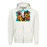 Oatmeal Heather western cow sunflowers serape leopard Zipper Hoodie - RanaPortraitStore