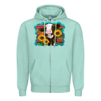 Seafoam western cow sunflowers serape leopard Zipper Hoodie - RanaPortraitStore