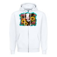 White western cow sunflowers serape leopard Zipper Hoodie - RanaPortraitStore