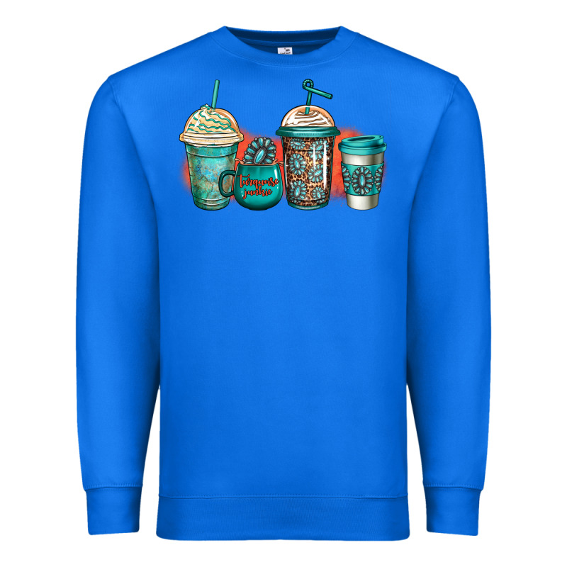 Turquoise Junkie Coffee Cups Premium Sweatshirt by Jasminsmagicworld | Teevron