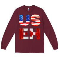 Burgundy america canada Long Sleeve Tee - linhVisuals