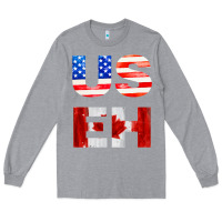 Heather Grey america canada Long Sleeve Tee - linhVisuals