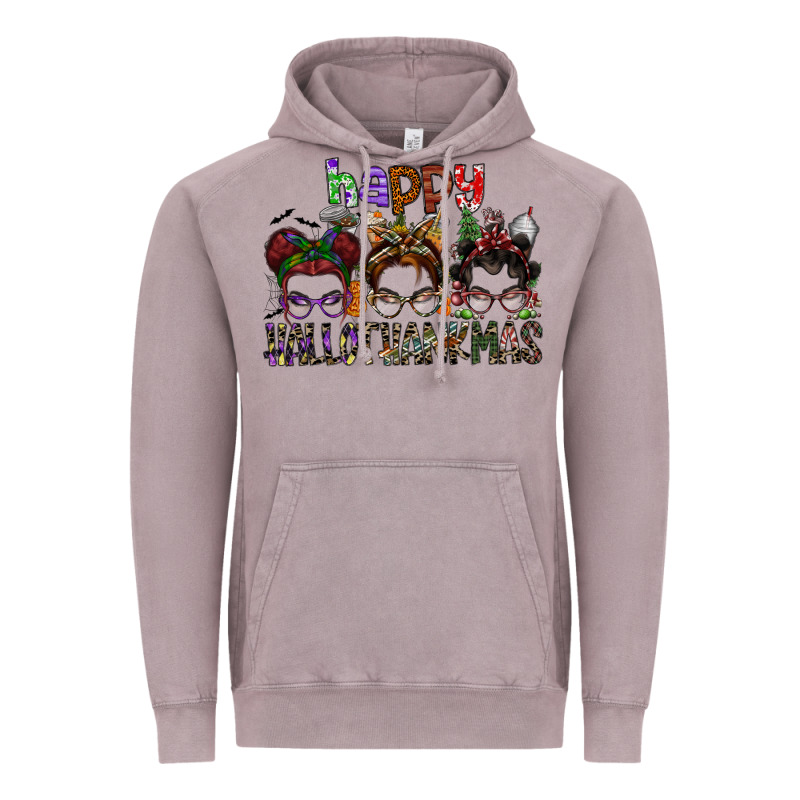 Happy Hallothanksmas Vintage Hoodie by SublimationCraftShop | Teevron