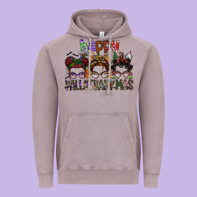Happy Hallothanksmas Vintage Hoodie Designed By Sublimationcraftshop