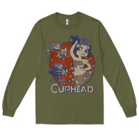 Army Green cuphead cala maria airplane attack t shirt Long Sleeve Tee - linhVisuals