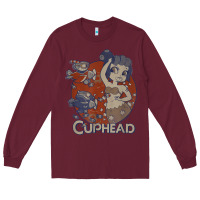 Burgundy cuphead cala maria airplane attack t shirt Long Sleeve Tee - linhVisuals