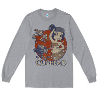 Heather Grey cuphead cala maria airplane attack t shirt Long Sleeve Tee - linhVisuals