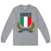 Heather Grey italian rugby federation Long Sleeve Tee - linhVisuals