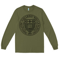 Army Green Wellesley College Long Sleeve Tee - linhVisuals