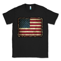 Black American Flag With Leopard Frame Classic Tee - CowCowDesign