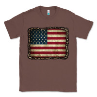 Chestnut American Flag With Leopard Frame Classic Tee - CowCowDesign