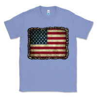 Colony Blue American Flag With Leopard Frame Classic Tee - CowCowDesign