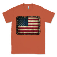 Copper American Flag With Leopard Frame Classic Tee - CowCowDesign