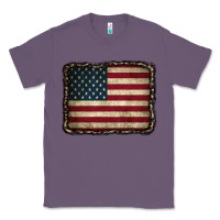Lavender American Flag With Leopard Frame Classic Tee - CowCowDesign