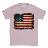 Lilac American Flag With Leopard Frame Classic Tee - CowCowDesign
