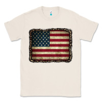 Natural American Flag With Leopard Frame Classic Tee - CowCowDesign