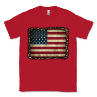 Red American Flag With Leopard Frame Classic Tee - CowCowDesign