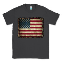 Smoke American Flag With Leopard Frame Classic Tee - CowCowDesign