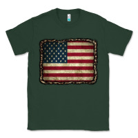 Sports Green American Flag With Leopard Frame Classic Tee - CowCowDesign