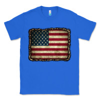 True Royal American Flag With Leopard Frame Classic Tee - CowCowDesign