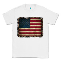 White American Flag With Leopard Frame Classic Tee - CowCowDesign