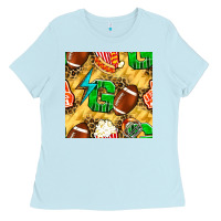 Baby Blue american football go with thunder and leopard  seamless pattern Ladies Tee - BundleAndBundleShop